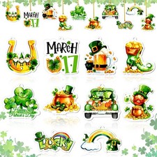30Pcs St Patricks Day Ornaments for Tree Decorations - 10 Styles Acrylic Sain...