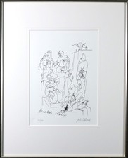 Lithografie Armin Mueller - Stahl " Auerbachs Keller" handsigniert GALERIERAHMEN