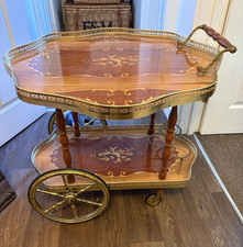 Vintage Italian Marquetry Drinks trolley Tea Bar Cart Brass Gallery Sorrento Sty