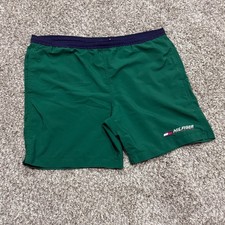 90s Tommy Hilfiger Athletics Shorts Green Nylon Swim Trunks Mens L Made in USA