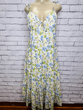 ASTR The Label Womens Multicolor Floral Tie Strap Tiered Maxi Dress Medium