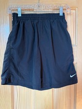 Nike Boys Black Shorts Size Large Dri-Fit with White Swoosh