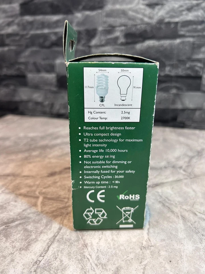 Crompton Lamps 20W T2 Ultra Mini Spiral Rapid Start Bulb, Energy Saving. - Image 2 of 3