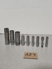 Snap On Lot Of 9 Deep Sockets Mechanics Tools Assorted Sizes