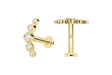 PIERCINGLINE  Piercing Stecker 18K Gold Labret mit Gewinde DIAMANT-BOGEN