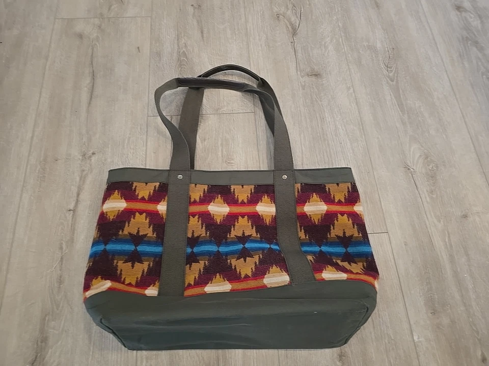 Шерстяная ацтекская сумка-тоут Pendleton сумочка юго-западная шерстяная сделано в США 18 дюймов x 11 дюймов x 5 дюймов - Изображение 3 из 4