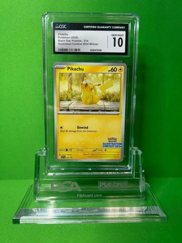 2025 POKEMON ILLUSTRATION CONTEST PIKACHU PROMO 214 CGC 10