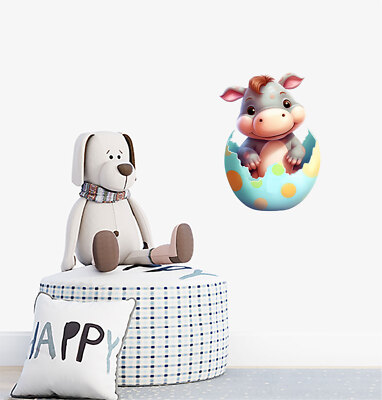 Ostern Nilpferd in Eierschale Wandbild bunt Schlafzimmer Vinyl Aufkleber Abziehbilder a7579