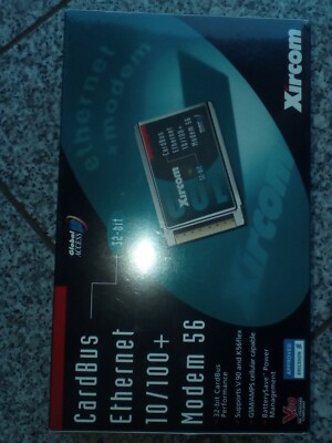Xircom 32-Bit CardBus LAN Ethernet II 10/100 Card + Cable + Modem 56