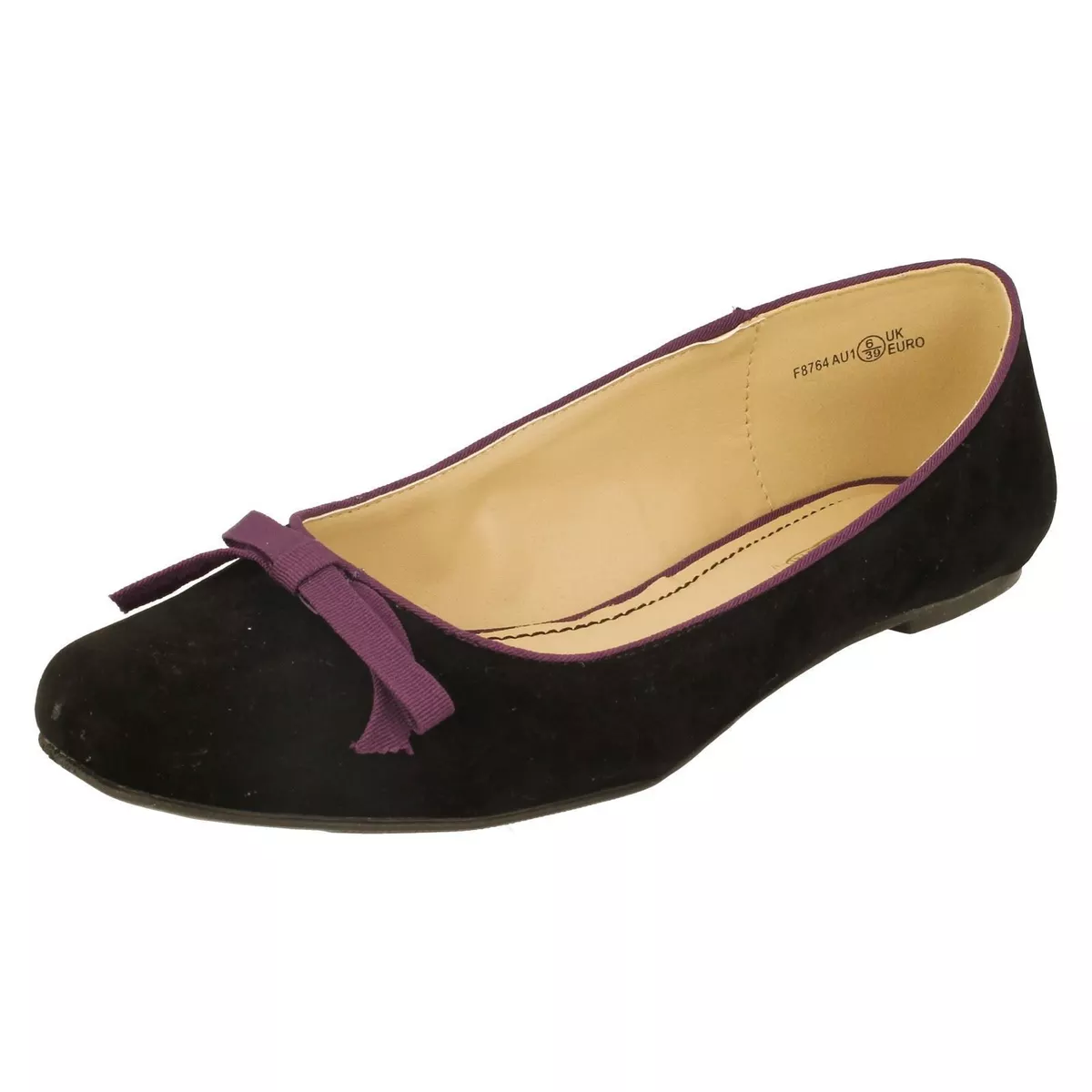 LADIES SPOT ON SLIP ON FLAT CASUAL SUMMER BOW TRIM PUMPS BALLERINA SHOES F8R764