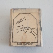 '06 Stampin Up Eeek Spider Halloween Frame Holidays EUC Rubber Mount Stamp Wood