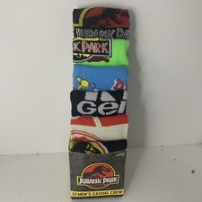Jurassic Park the movie 6 Pair CREW SOCKS Men Size 8-12 Bioworld NEW