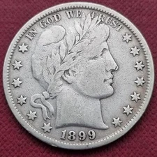 1899 Barber Half Dollar 50c Better Grade F + Liberty Readable #34210