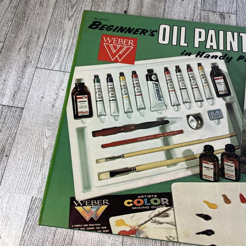 复古/罕见二手 WEBER 油画套装 状况极佳 初学者干净! 收缩 — 第 2/4 张图片