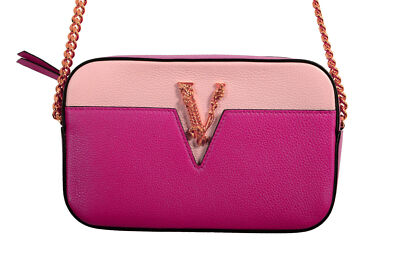 Versace Women's 100% Leather V-Logo Crossbody Shoulder Bag