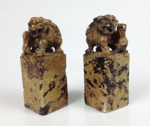 Antique Chinese Dog Foo Seal- Carved Hardstone Soapstone Old Vintage Marble Jade