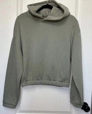 Zara Women s Sage Green Cropped Sweatshirt Hoodie Cotton Blend Size M EUC