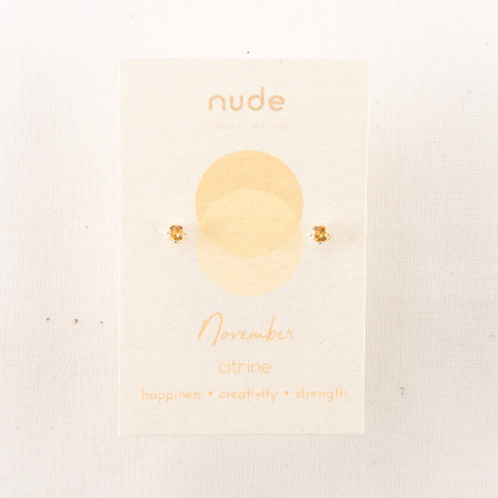 November Birthstone Citrine Stud Earrings in Silver with Butterfly Backs-image