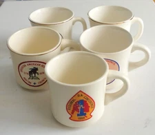 5 Vtg 1969-1979 BSA Boy Scouts Boston Massachusetts Coffee Mugs Camp Massasoit +