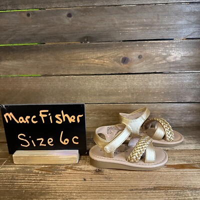 New NIB Little Kids Marc Fisher Apple Braid Strap Gold Leather Sandals Size 6 C