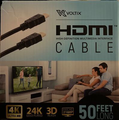 NIB HDMI Male - Male Cable 50ft 4K Ultra HD 2160P 24K 3D  HDTV PS5 PS4 Xbox PC