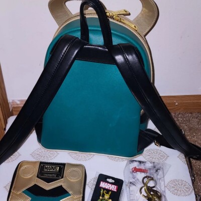 Loungefly Marvel Loki Green/Beige Backpack New COLLECTIV Marvel Loki The TRAVELR Full-Size Backpack | Loungefly main image 3
