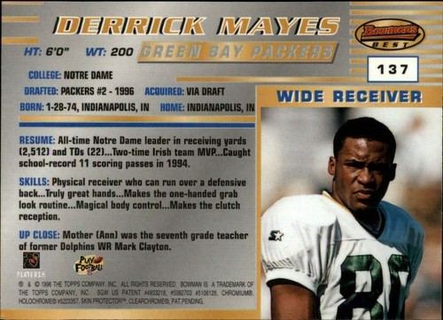 1996 Bowman's Best Football  *COMPLETE YOUR SET*  Pick From List - Picture 272 of 356
