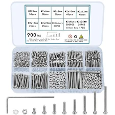 M2-M6 Screws Bolts&Nuts Assortment Kit with Washers,Assorted Hex Socket Head Cap