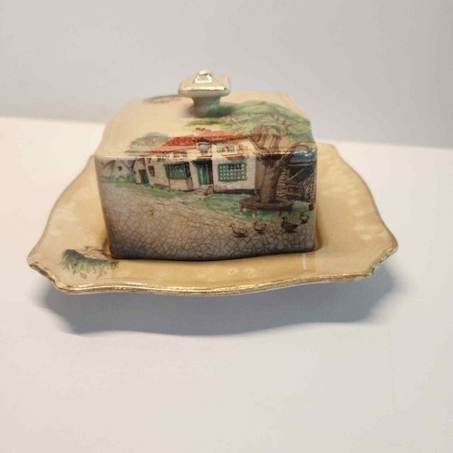 Royal Winton Grimwades Red Roof Cottage Covered Butter Dish Made in England - Picture 2 of 13