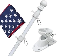 Flag Pole Kit with 3X5 American Flag - Includes 5Ft Heavy Duty Tangle Free Flagp