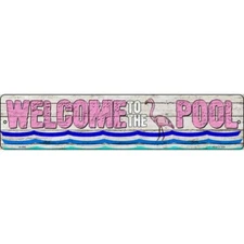 Welcome To The Pool Novelty Metal Street Sign Plaque for Home Door Garage Wall