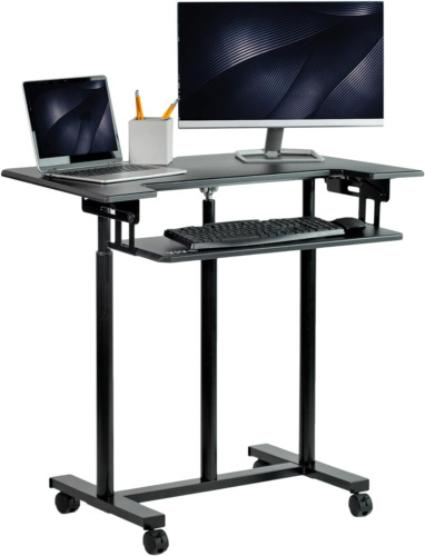 VIVO Mobile Height Adjustable Table Stand up Desk Cart with Sliding Keyboard...