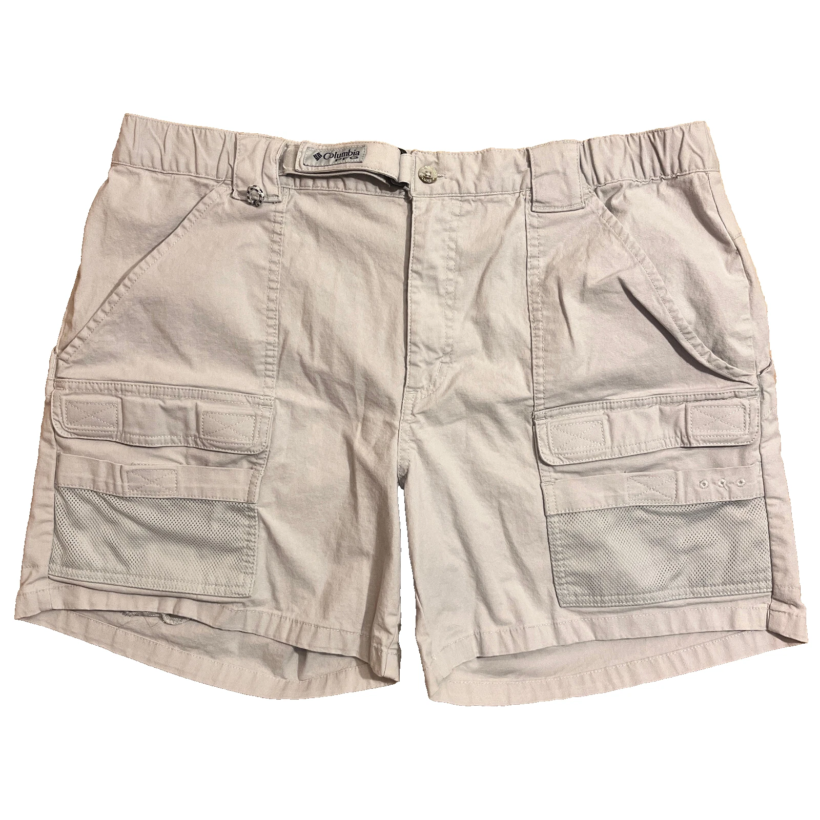 Columbia Beige PFG Pro Fishing Gear Pants 6 Inch Inseam Mens Large