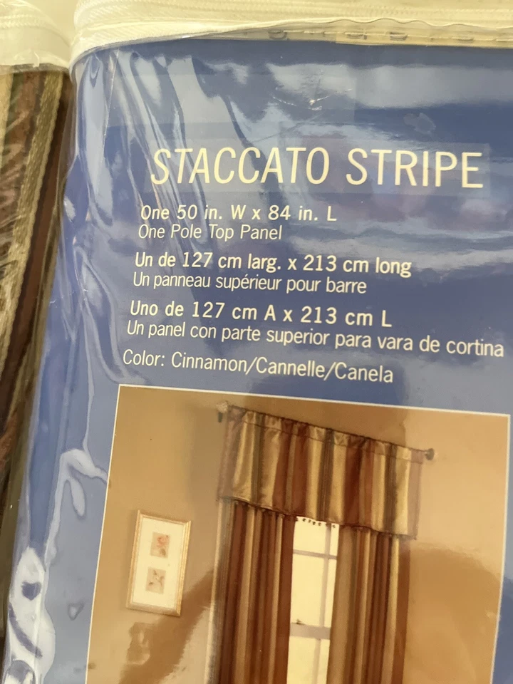 2 Designables  Cinn. Staccato Stripe Pole Top Panels Curtains, Drapes 50" x 84" - Image 2 of 4