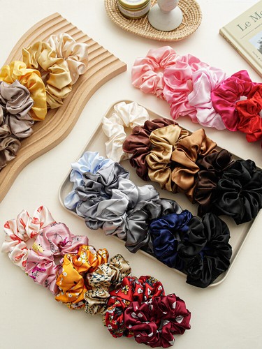 DIY Girls Large Size Smooth Satin Headdress Hair Rope Scrunchies Hair Ring Ti 。 - Picture 16 of 30