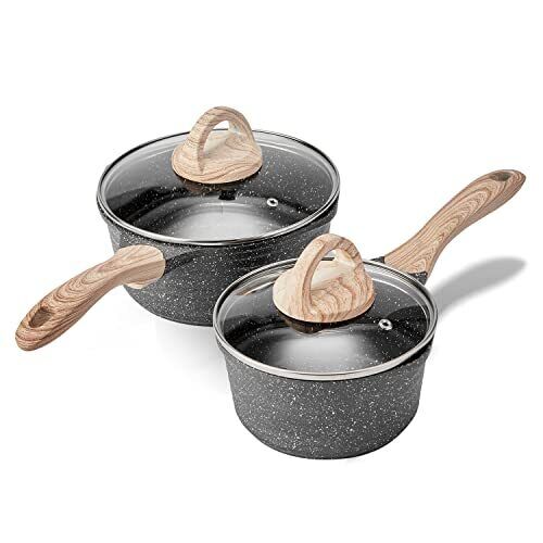 Pots Nonstick 1.5 Quart & 2.5 Quart Induction Granite Coating Saucepan Sets With - Picture 1 of 8