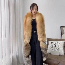 Women's Whole Pelt Real Red Fox Fur Shawl Scarf Cape Wrap Collar Neck Warmer