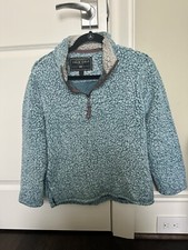 TRUE GRIT WOMENS Turquoise BLUE 1/4 ZIP SHERPA PULLOVER UNISEX KIDS SIZE M