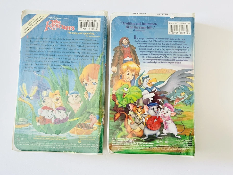 Rare Black Diamond Classic Disney VHS The Rescuers And The Rescuers Down Under - Image 2 of 4