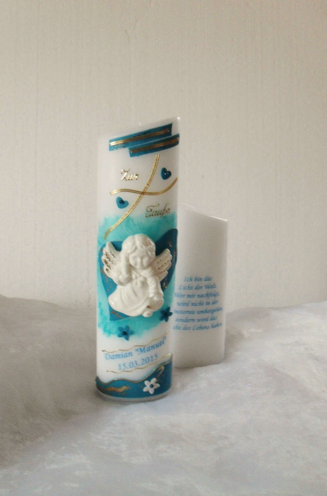 Taufkerze /Kommunionkerze "Schutzengel"-Mädchen,Junge Taufgeschenk Konfirmation