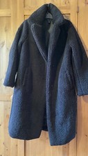 Ladies Womens Black Teddy Bear Coat Size 14 By New Look