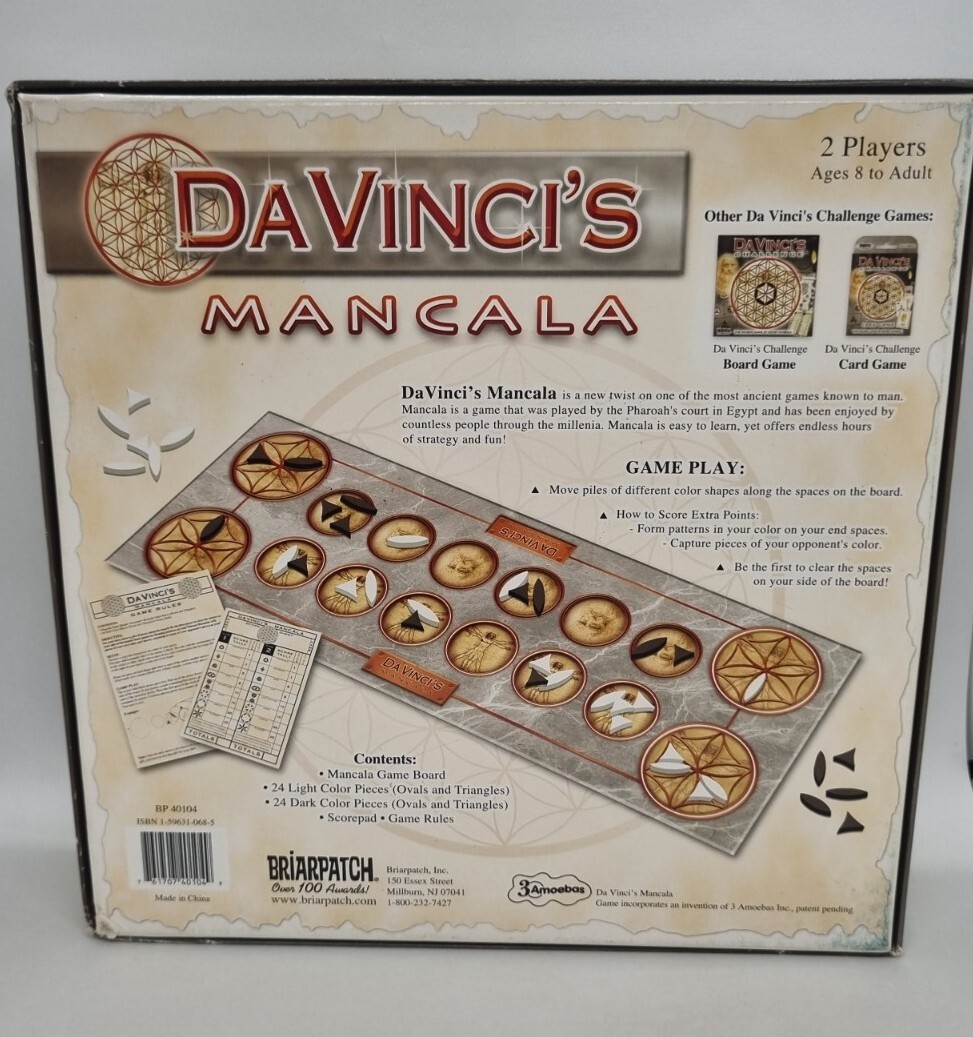 Da Vinci's Mancala Board Game Player Strategy Game Years