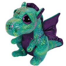 TY Beanie CINDER the Green Dragon Glitter Eyes 9” Stuffed Plush Great Condition