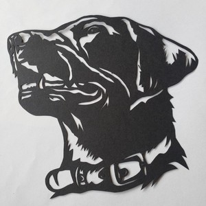 Scherenschnitte black lab paper cut 6x6 in.