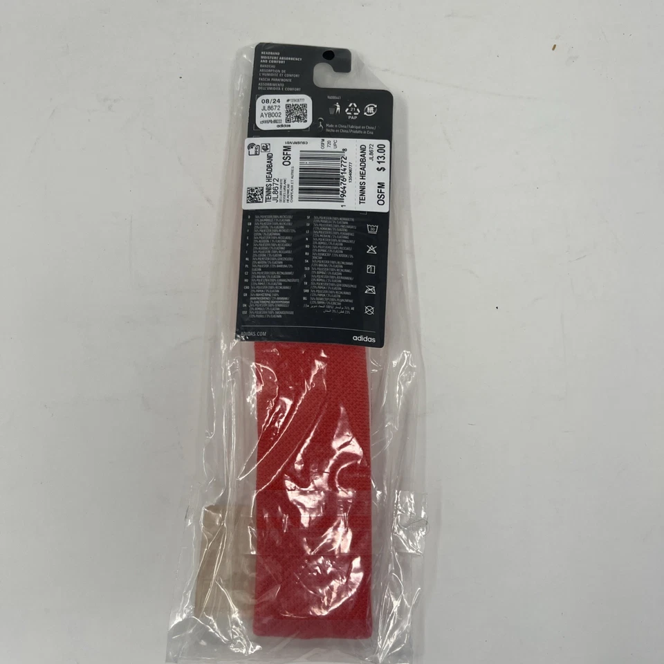 Diadema Tenis Adidas Roja Absorción Humedad Y Comodidad Foto 2 de 3