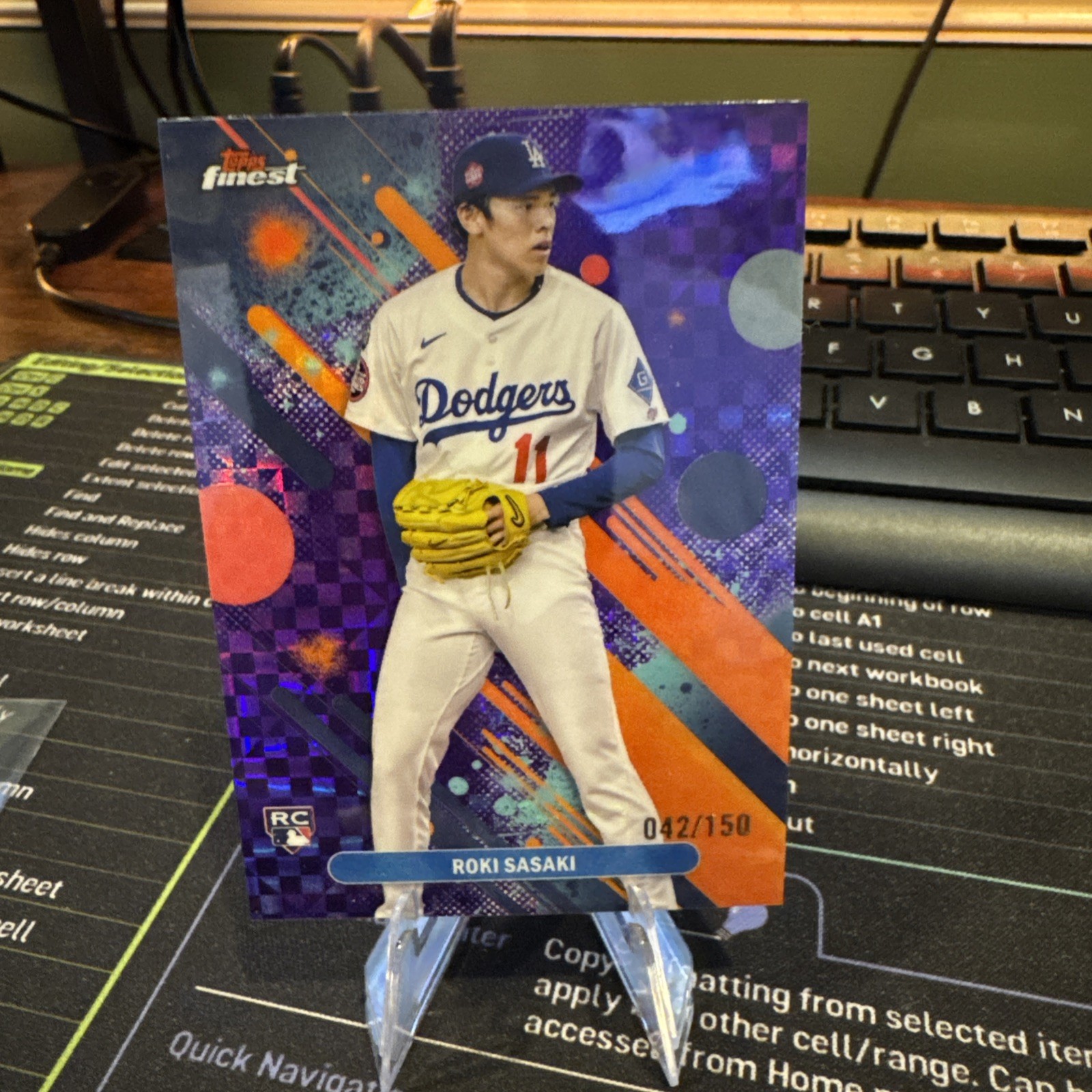 2025 Topps Finest - Common Roki Sasaki Purple Checkerboard Refractor 42/150 (RC)
