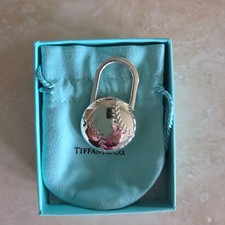 Authentic Tiffany & Co Sterling Silver Baseball Padlock Keychain w/ Box & Pouch