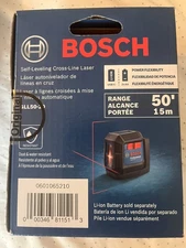 Bosch Self-Leveling Cross Line Laser GLL50-20 50’ Range New!