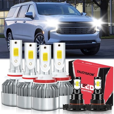 For Chevrolet Suburban 2018-2020 LED Headlight Hi/Lo+Fog Light Bulbs 6000K 6x