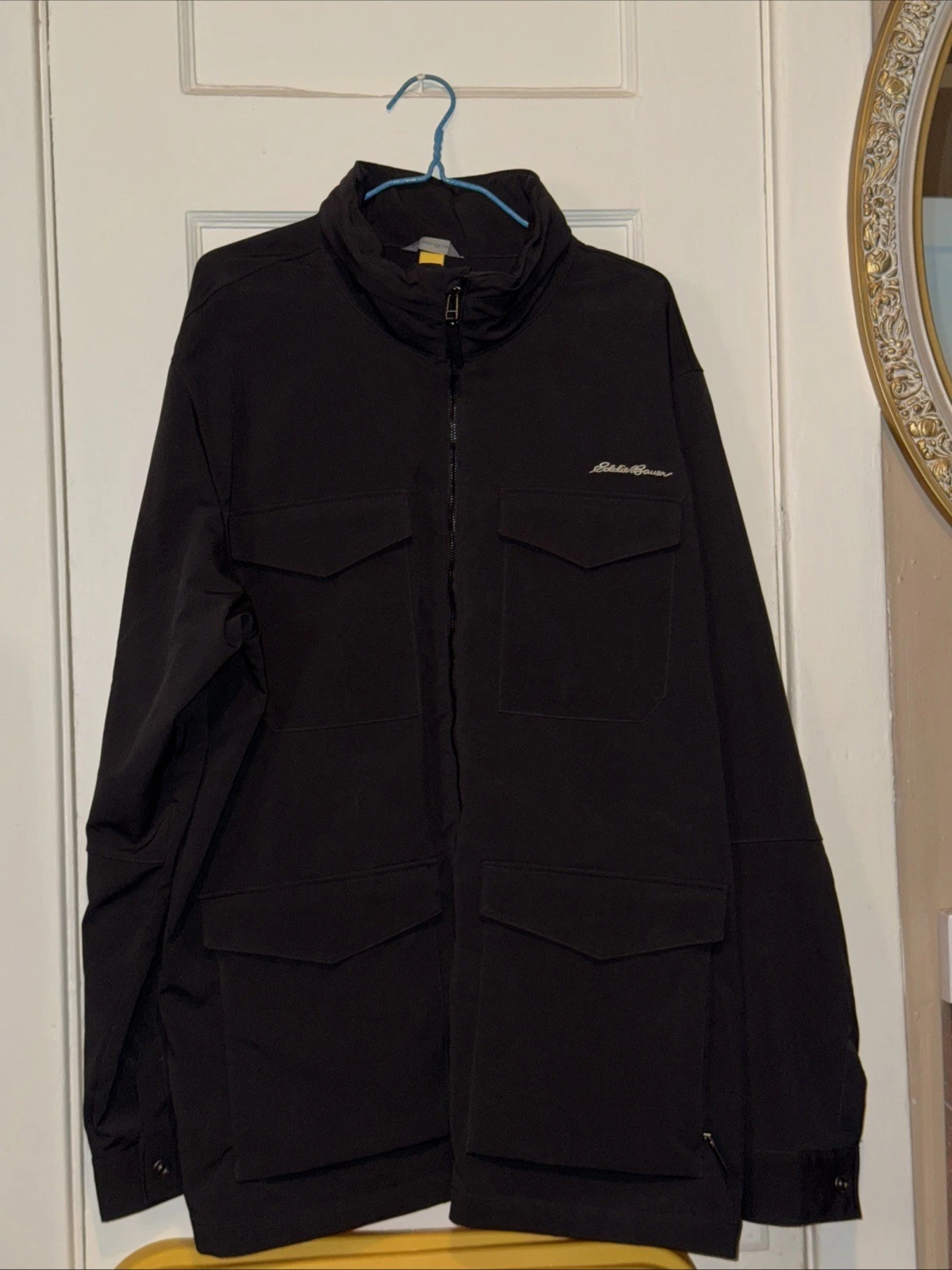 Eddie Bauer Travex Jacket Mens Size XL Black Softshell Rain Wind Hiking Chest 48